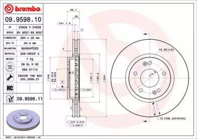 Диск тормозной Brembo 09.9598.10