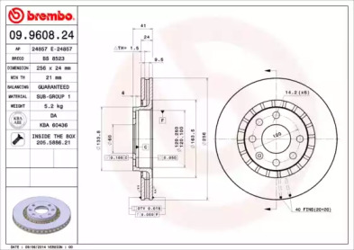 Диск гальмівний Brembo 09.9608.24