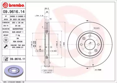 Диск тормозной Brembo 09.9616.14