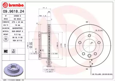 Диск тормозной Brembo 09.9618.24