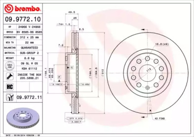 Диск тормозной Brembo 09.9772.10