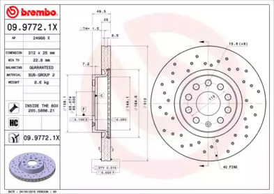 Диск тормозной Brembo 09.9772.1X