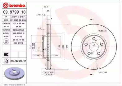 Диск тормозной Brembo 09.9799.10