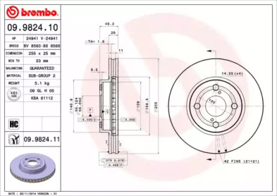 Диск тормозной Brembo 09.9824.10