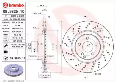 Диск тормозной Brembo 09.9825.10
