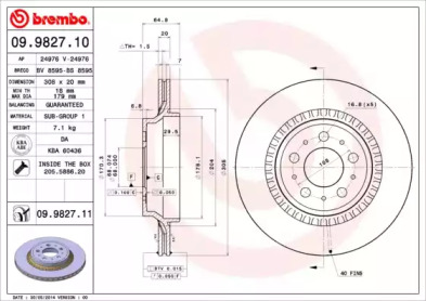 Диск тормозной Brembo 09.9827.11