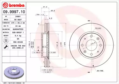 Диск тормозной Brembo 09.9997.10