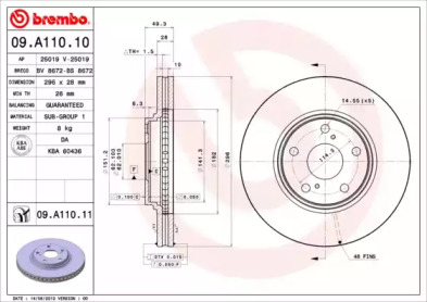 Диск гальмівний Brembo 09.A110.10
