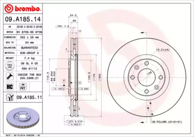 Диск гальмівний Brembo 09.A185.14