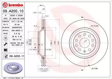Диск гальмівний Brembo 09.A200.11