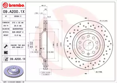 Диск тормозной Brembo 09.A200.1X