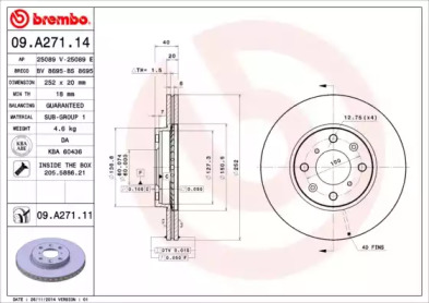 Диск гальмівний Brembo 09.A271.14