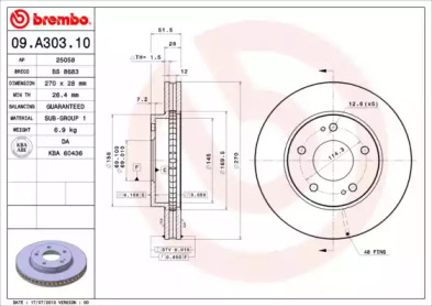 Диск гальмівний Brembo 09.A303.10