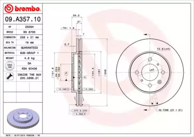 Диск тормозной Brembo 09.A357.10