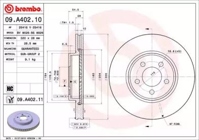 Диск гальмівний Brembo 09.A402.11