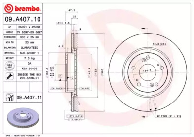 Диск тормозной Brembo 09.A407.10