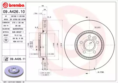 Диск гальмівний Brembo 09.A426.11