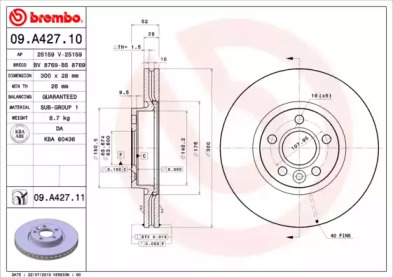 Диск гальмівний Brembo 09.A427.11