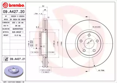 Диск гальмівний Brembo 09.A427.21