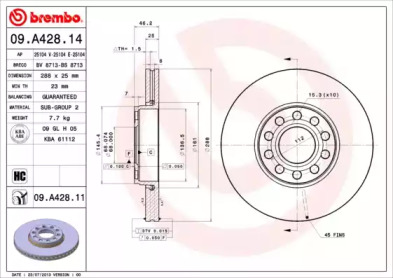 Диск тормозной Brembo 09.A428.11