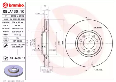 Диск гальмівний Brembo 09.A430.10