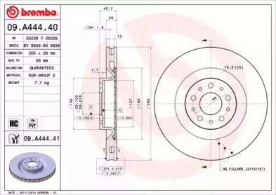 Диск гальмівний Brembo 09.A444.40