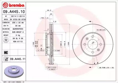 Диск тормозной Brembo 09.A445.10