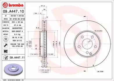 Диск гальмівний Brembo 09.A447.10