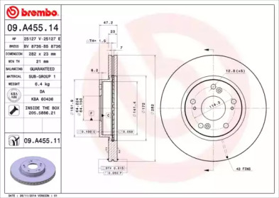 Диск тормозной Brembo 09.A455.14