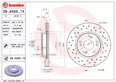 Диск тормозной Brembo 09.A455.1X