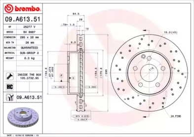 Диск гальмівний Brembo 09.A613.51