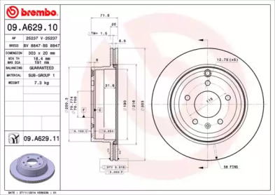 Диск гальмівний Brembo 09.A629.10