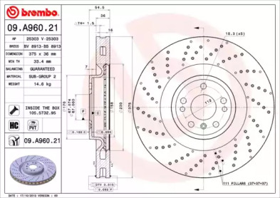 Диск тормозной Brembo 09.A960.21