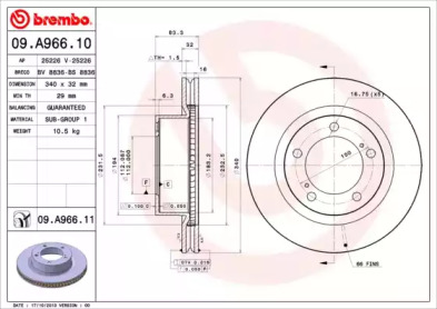 Диск гальмівний Brembo 09.A966.10