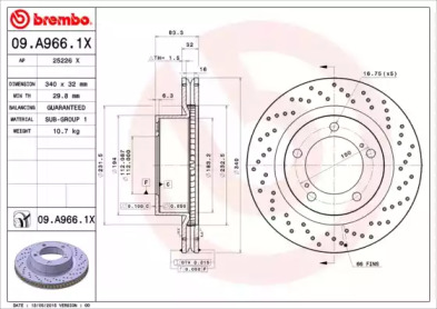 Диск тормозной Brembo 09.A966.1X