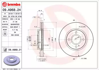 Диск гальмівний Brembo 09.A968.24