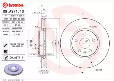 Диск гальмівний Brembo 09.A971.11