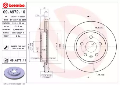 Диск гальмівний Brembo 09.A972.11