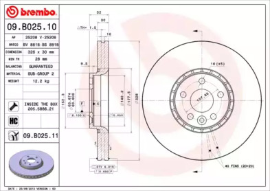 Диск тормозной Brembo 09.B025.11