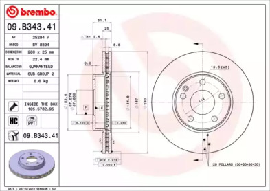 Диск гальмівний Brembo 09.B343.41