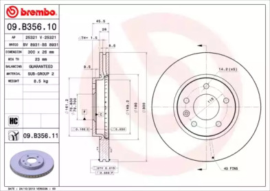 Диск тормозной Brembo 09.B356.11