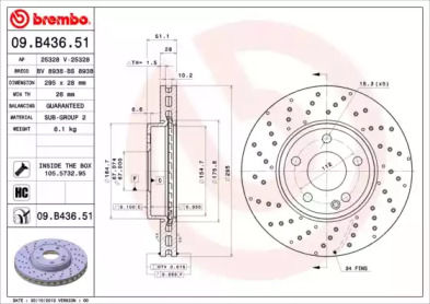 Диск гальмівний Brembo 09.B436.51