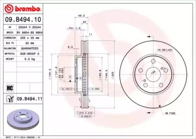 Диск гальмівний Brembo 09.B494.11