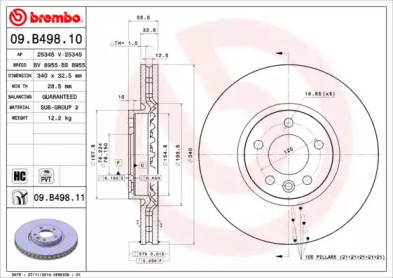 Диск тормозной Brembo 09.B498.10