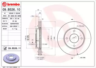 Диск тормозной Brembo 09.B526.10