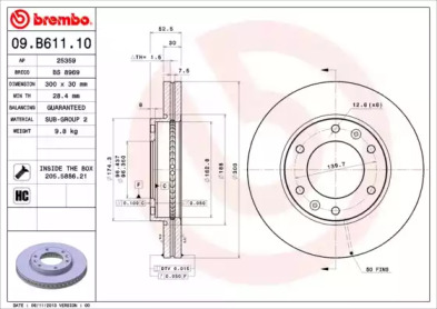 Диск тормозной Brembo 09.B611.10