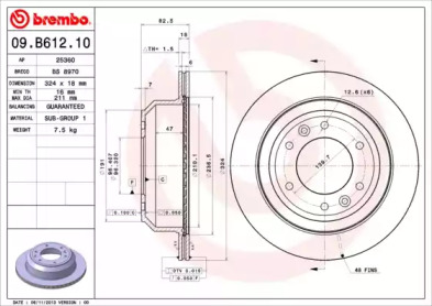 Диск тормозной Brembo 09.B612.10