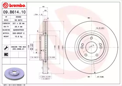 Диск тормозной Brembo 09.B614.10