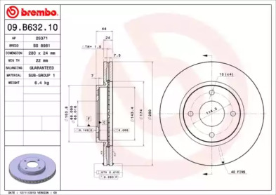 Диск гальмівний Brembo 09.B632.10