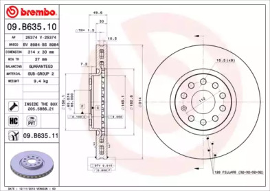 Диск гальмівний Brembo 09.B635.11